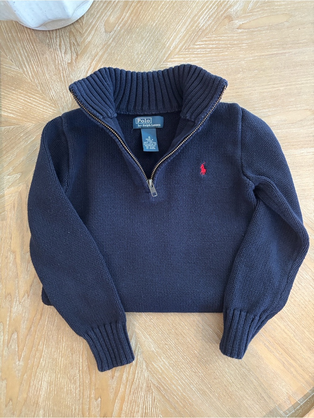 Polo by Ralph Lauren Navy Half-Zip Sweater with Red Pony